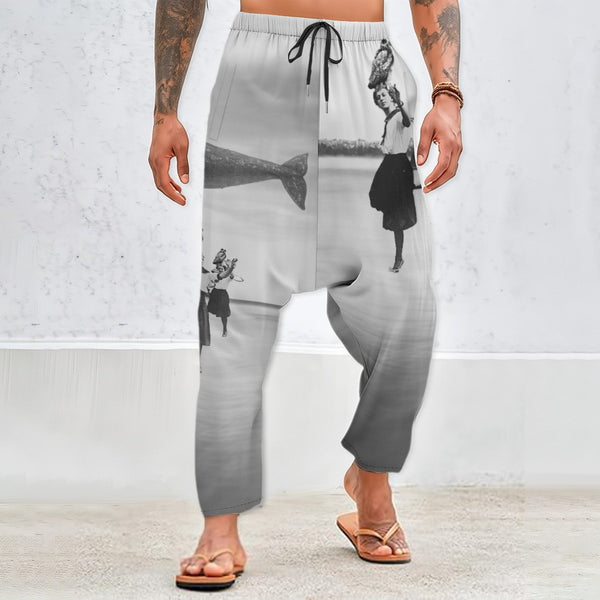 THE WHALE IN THE SKY WOMEN'S AND OWL'S TOURNAMENT Unisex Cotton All-Over Print Harem Pants