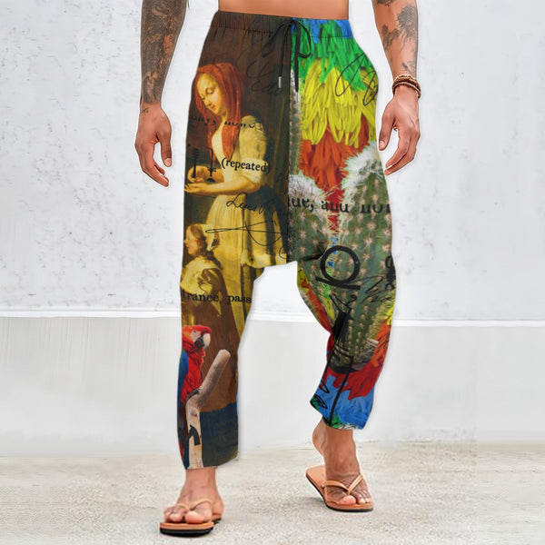 AND THIS, IS THE RAINBOW BRUSH CACTUS. II Unisex Cotton All-Over Print Harem Pants