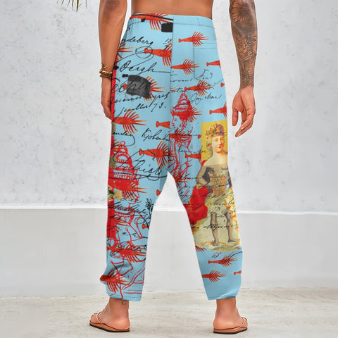 THE SHOWY PLANE HUNTER AND FISH IV Unisex Cotton All-Over Print Harem Pants