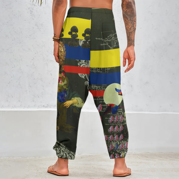 THE FLOWERS OF THE QUEEN Unisex Cotton All-Over Print Harem Pants