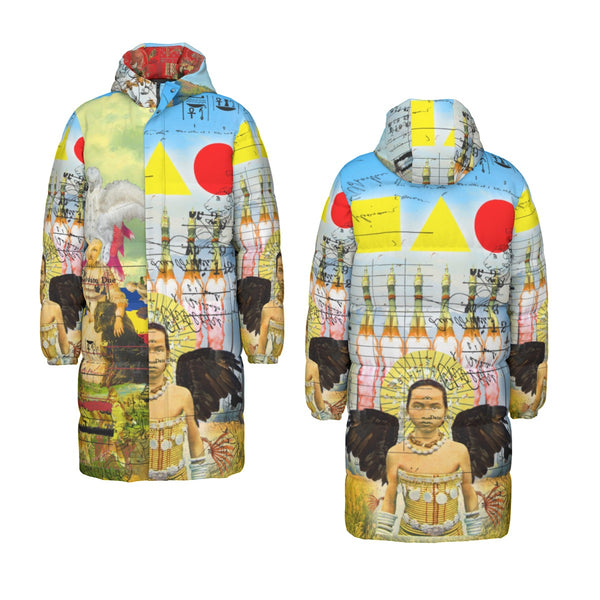 ROCKET GIRL II X THE WHITE FEATHER HEADDRESS All-Over Print Unisex Long Down Jacket