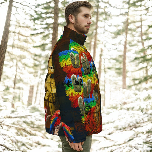 AND THIS, IS THE RAINBOW BRUSH CACTUS. II All-Over Print Unisex Stand-up Collar Down Jacket