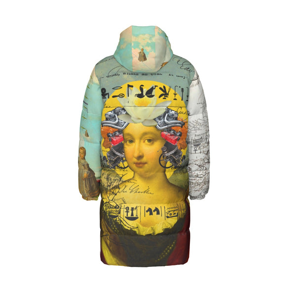 MAP AND SOME ILLUSTRATIONS X DANDELIONS X THE BORING HEADDRESS II II II All-Over Print Unisex Long Down Jacket