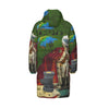 THE DISTORTED KING, THE DISTORTED COLORFUL PARROTS AND THEIR DISTORTED TREASURE OF SPARE TIRES II All-Over Print Unisex Long Down Jacket