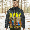 1, 2, 3 V All-Over Print Unisex Stand-up Collar Down Jacket
