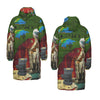 THE DISTORTED KING, THE DISTORTED COLORFUL PARROTS AND THEIR DISTORTED TREASURE OF SPARE TIRES II All-Over Print Unisex Long Down Jacket