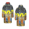 1, 2, 3 V All-Over Print Unisex Long Down Jacket
