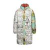 DANDELIONS X MAP AND SOME ILLUSTRATIONS All-Over Print Unisex Long Down Jacket