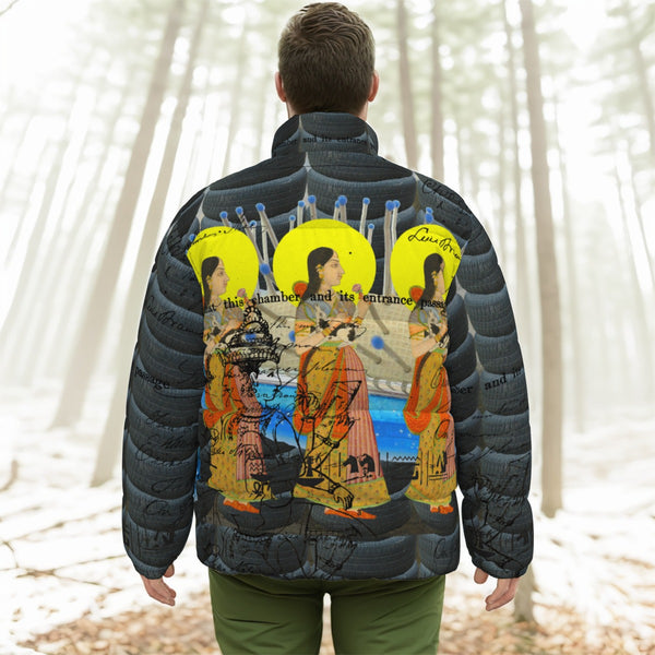 1, 2, 3 V All-Over Print Unisex Stand-up Collar Down Jacket