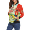 ACCORDING TO PLAN. All Over Print Bomber Jacket for Women