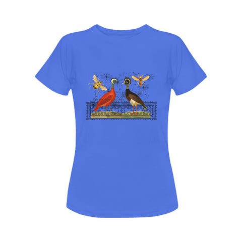 Two Hens, Two Bees and the Illustrated Rug Women's Printed Cotton Tee Shirt