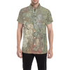FLOWER PAINTING X MISC. ILLUSTRATIONS Men's All Over Print Short Sleeve Button Down Shirt