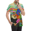 THE BIG PARROT Men's All Over Print Short Sleeve Button Down Shirt