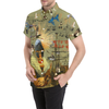 AT THE HARBOUR Men's All Over Print Short Sleeve Button Down Shirt