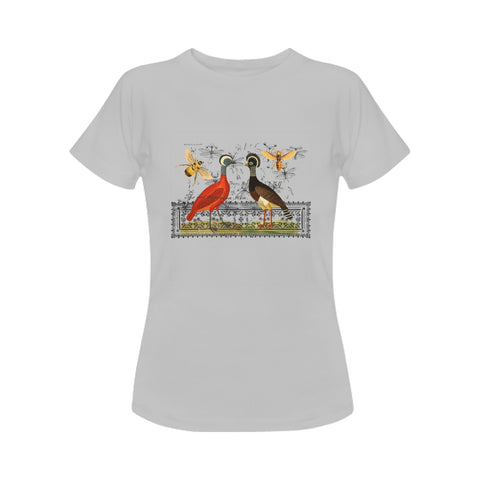 Two Hens, Two Bees and the Illustrated Rug Women's Printed Cotton Tee Shirt