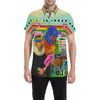 THE BIG PARROT Men's All Over Print Short Sleeve Button Down Shirt