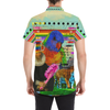 THE BIG PARROT Men's All Over Print Short Sleeve Button Down Shirt