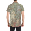 FLOWER PAINTING X MISC. ILLUSTRATIONS Men's All Over Print Short Sleeve Button Down Shirt