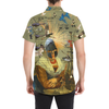 AT THE HARBOUR Men's All Over Print Short Sleeve Button Down Shirt