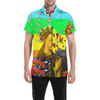 PRAYER Men's All Over Print Short Sleeve Button Down Shirt