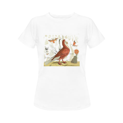 Pigeon and Cactus Women's Printed Cotton Tee Shirt
