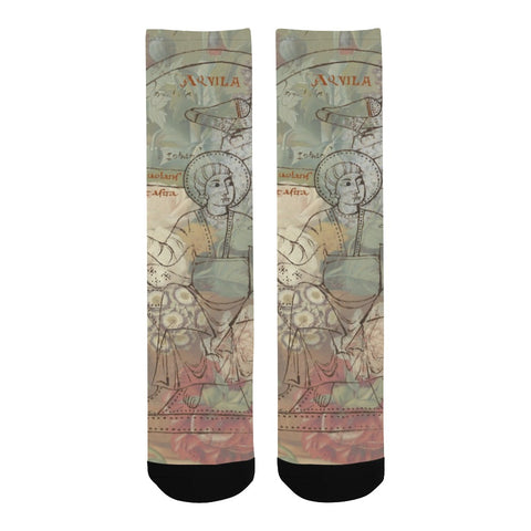FLOWER PAINTING X MISC. ILLUSTRATIONS Unisex Mixed-Fabric Socks