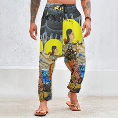1, 2, 3 V Unisex Cotton All-Over Print Harem Pants