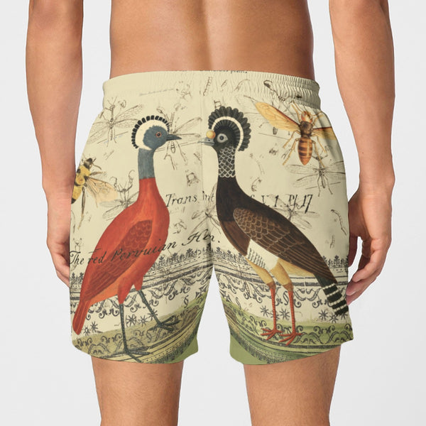 Two Hens, Two Bees and the Illustrated Rug All-Over Print Men's Poplin Cotton Boxers