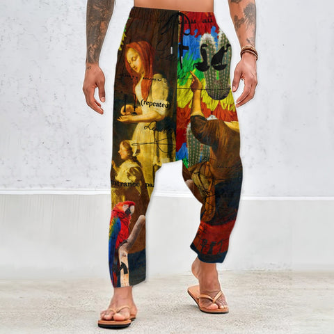 AND THIS, IS THE RAINBOW BRUSH CACTUS. II Unisex Velvet All-Over Print Harem Pants