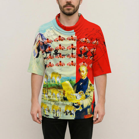 ACCORDING TO PLAN. Unisex All-Over Print Cowl-Neck Batwing T-Shirt