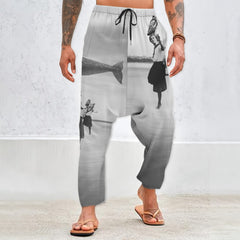 THE WHALE IN THE SKY WOMEN'S AND OWL'S TOURNAMENT Unisex Cotton All-Over Print Harem Pants