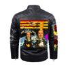 THE TWO TWINS IN BLUE AND YELLOW V I X THE HELICOPTER REPAIRMAN Rubbery Faux Fur-Lined Printed Jacket