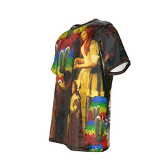 AND THIS, IS THE RAINBOW BRUSH CACTUS. II Unisex Velvet All Over Print Tee