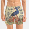 Blue Bird and Sea Urchins All-Over Print Men's Poplin Cotton Boxers