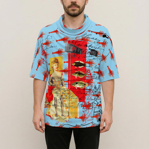THE SHOWY PLANE HUNTER AND FISH IV Unisex All-Over Print Cowl-Neck Batwing T-Shirt