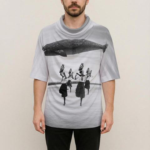 THE WHALE IN THE SKY WOMEN'S AND OWL'S TOURNAMENT Unisex All-Over Print Cowl-Neck Batwing T-Shirt