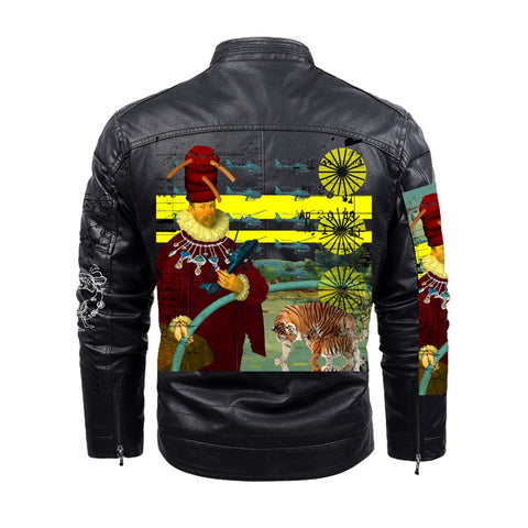 THE HELICOPTER REPAIRMAN Rubbery Faux Fur-Lined Printed Jacket