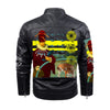 THE HELICOPTER REPAIRMAN Rubbery Faux Fur-Lined Printed Jacket