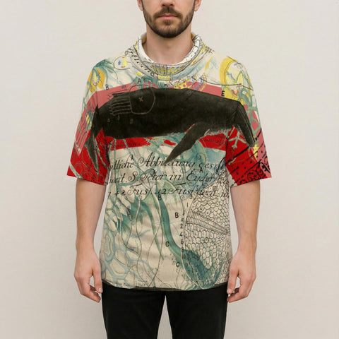 AWEARNESS ATTIRE BLUE WHALE Unisex All-Over Print Cowl-Neck Batwing T-Shirt