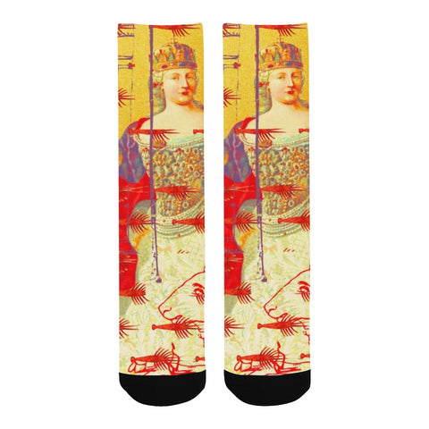 THE ONE BIG QUEEN AND THE MANY LITTLE RED LOBSTERS Unisex Mixed-Fabric Socks