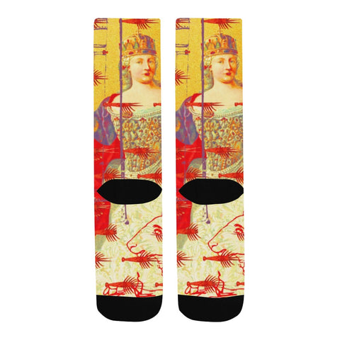 THE ONE BIG QUEEN AND THE MANY LITTLE RED LOBSTERS Unisex Mixed-Fabric Socks