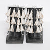 Unisex Black And White Hand-Made Traditional Moroccan Craftsmanship Leather Shoes - Variation I