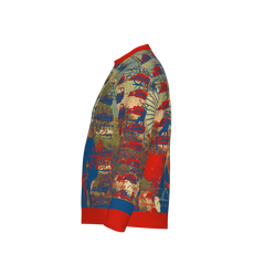 HOLY CATMEN WITH RED AND YELLOW Unisex Knitted Cotton Blend Crewneck Classic Fit Sweater