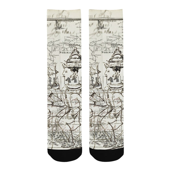 MAP AND SOME ILLUSTRATIONS Unisex Mixed-Fabric Socks