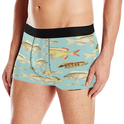 VINTAGE MOTORCYCLES AND COLORFUL FISH... IN THE MOUNTAINS Men's All Over Print Boxer Briefs
