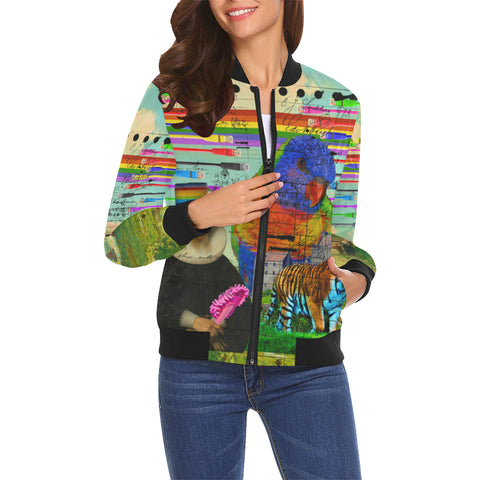 THE BIG PARROT All Over Print Bomber Jacket for Women