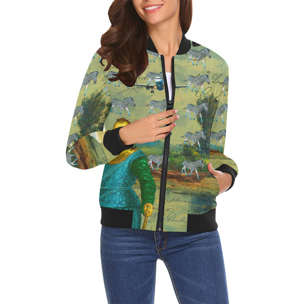 A PACKAGE FOR THE ZEBRAS All Over Print Bomber Jacket for Women