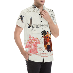 THE KING OF THE FIELD III Men's All Over Print Short Sleeve Button Down Shirt