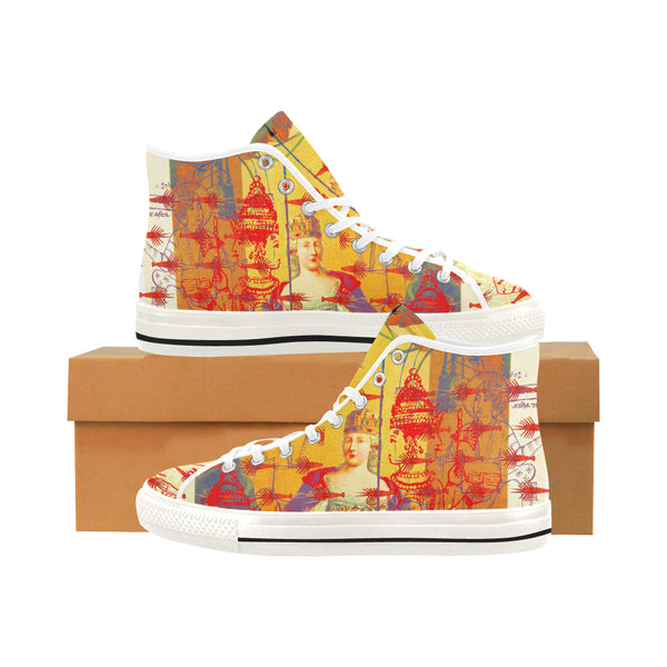 THE ONE BIG QUEEN AND THE MANY LITTLE RED LOBSTERS Women's All Over Print Canvas Sneakers