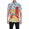 THE SHOWY PLANE HUNTER AND FISH IV Men's All Over Print Short Sleeve Button Down Shirt